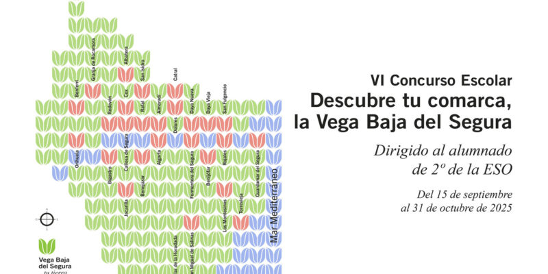 Descubre tu comarca, el concurso escolar de Convega que premia la creatividad basada en el territorio, está dirigido al alumnado de 2º de la ESO, y busca fortalecer el sentimiento de pertenencia a la Vega Baja a través del diseño de un mapa cartográfico de la comarca