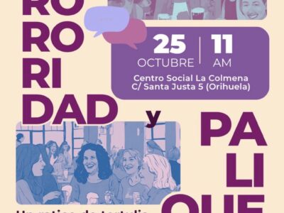 El colectivo feminista Sororidad Orihuela organiza la actividad "Palique y Sororidad: un espacio para la reflexión feminista", el próximo 25 de octubre. La actividad centrará su primera sesión sobre la situación de las mujeres palestinas en Gaza