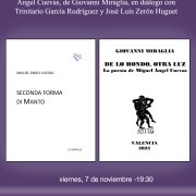 El viernes se presenta en Orihuela el nuevo libro de Miguel Ángel Cuevas y un estudio sobre su poesía