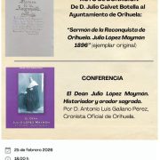 Orihuela acoge la donación del “Sermón de la Reconquista” de 1896 y una conferencia sobre el Deán Julio López Maymón